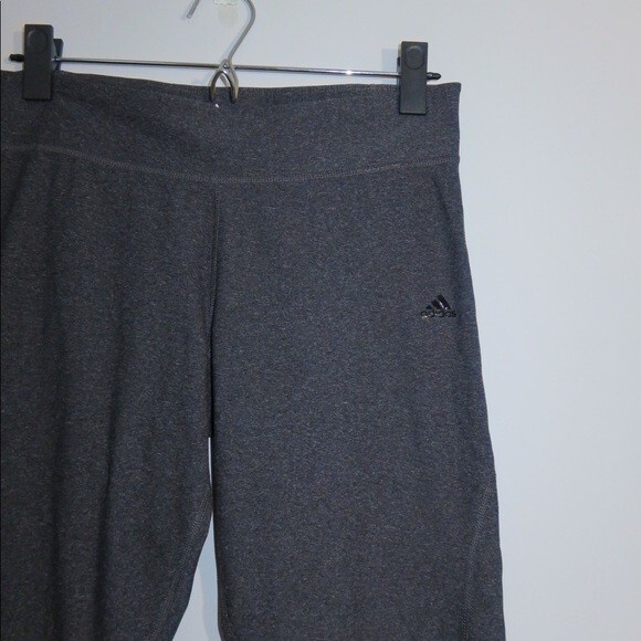 Adidas Leggings Climalite Crop Capri Dark Gray Workout Activewear Medium Stretch - Picture 3 of 7